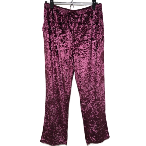 Rachel Zoe Crushed Velvet Lounge Pajama Pants Magenta Plum Medium - Picture 4 of 14